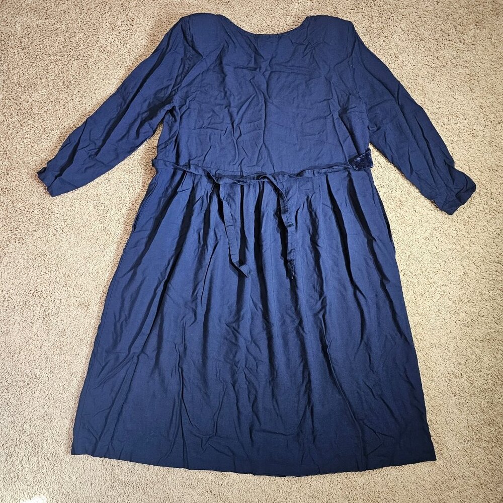 Vintage LG Star Dress Womens 18W Blue Velvet Vest Overlay Shoulder Pads 90s - Picture 2 of 12